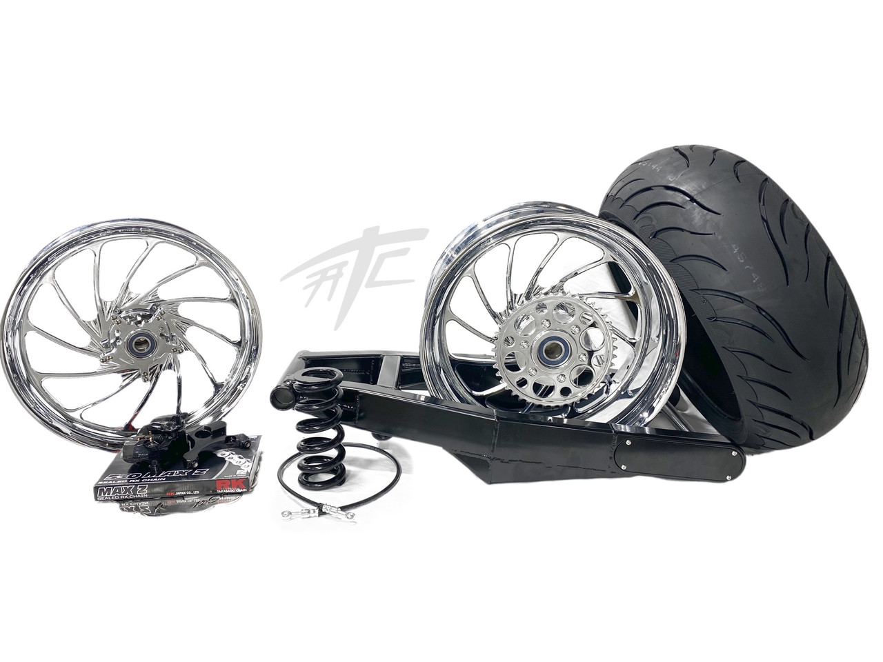240 STEALTH FAT TIRE KIT CHROME TURBO WHEELS 00-05 KAWASAKI NINJA