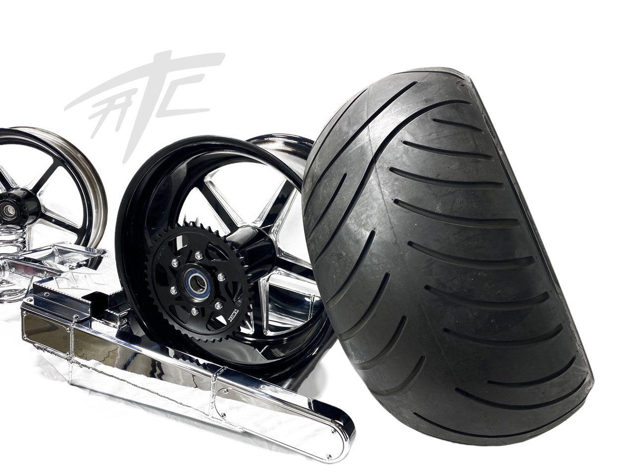300 CHROME FAT TIRE KIT BLACK CONTRAST ALLSTAR WHEEL 12-20