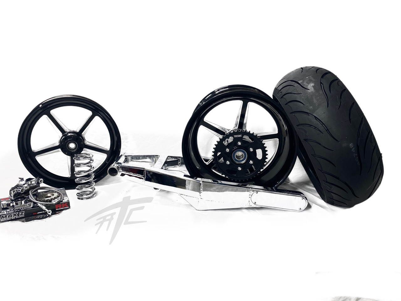 240 CHROME FAT TIRE KIT BLACK CONTRAST ALL STAR WHEEL 06-11