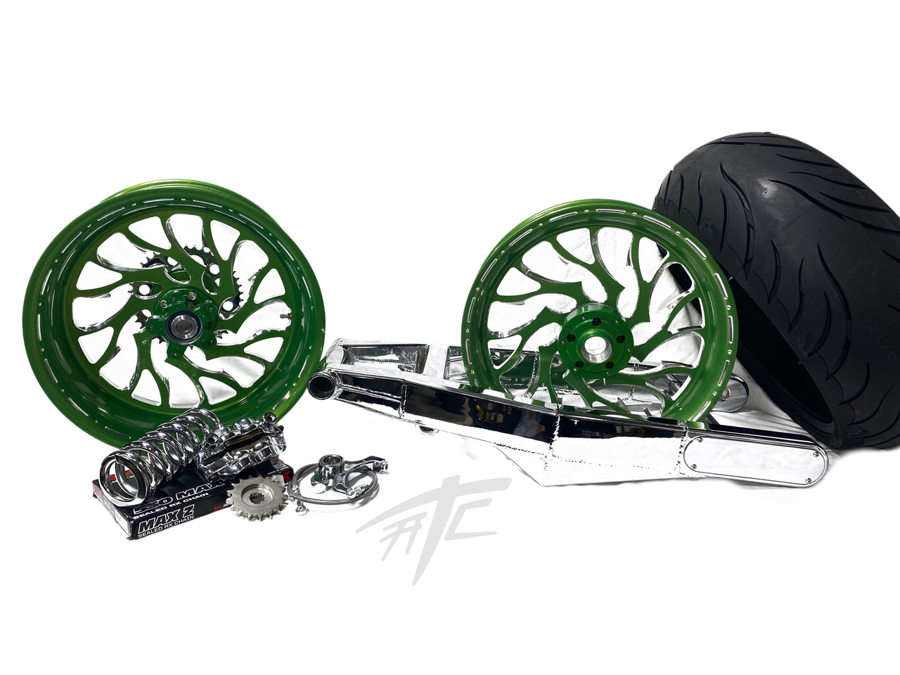【fat】 KAWASAKI 240 CHROME FAT TIRE KIT ILLUSION GREEN HELLIAN