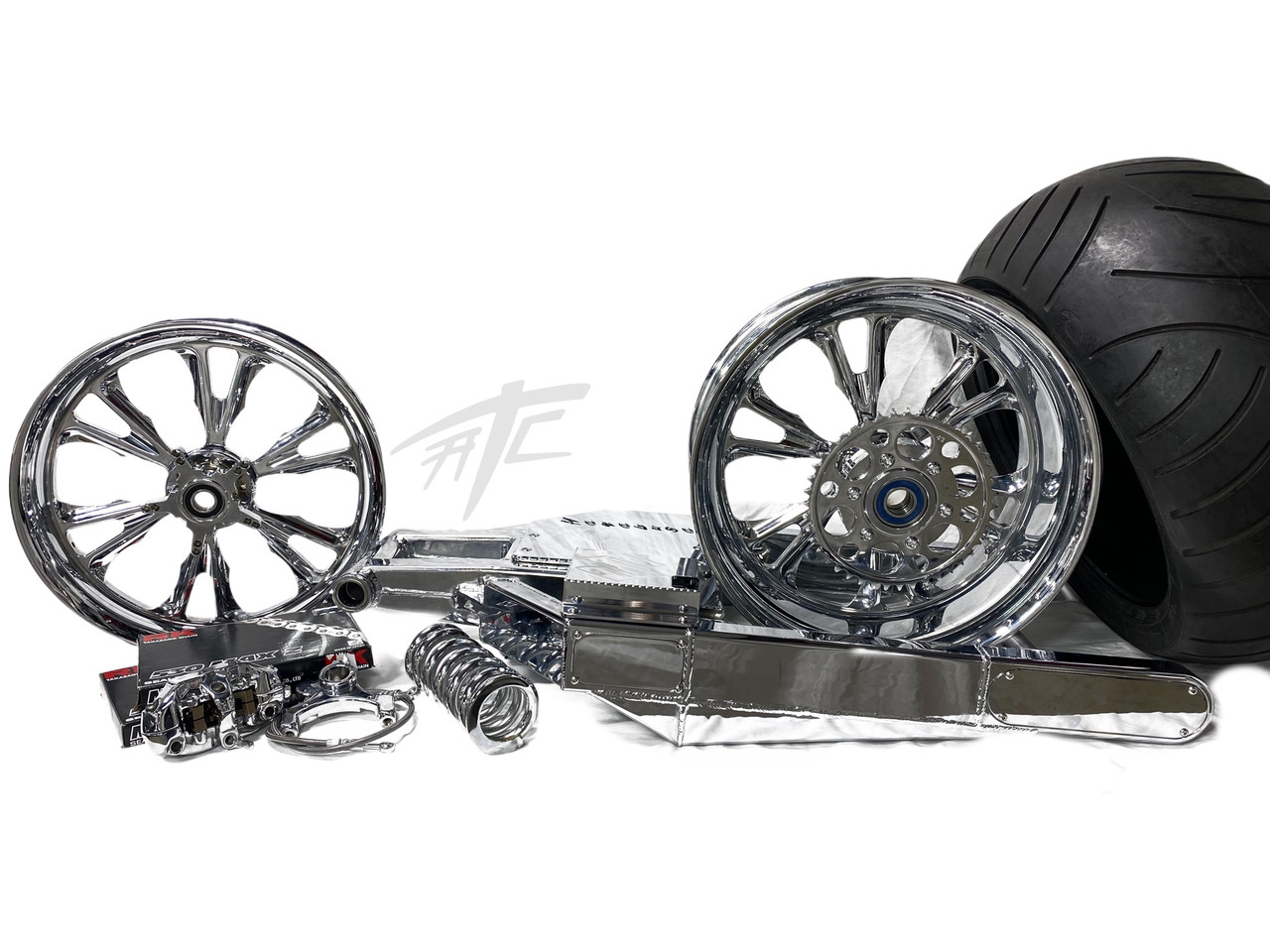 NINJA 360 CHROME FAT TIRE KIT CHROME VANDETTA WHEELS 06-11