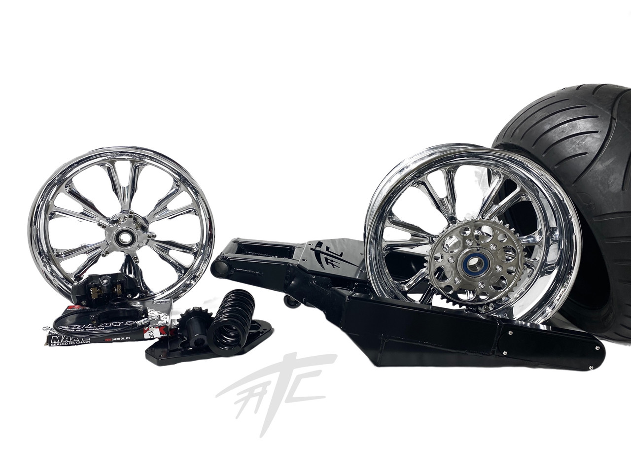 NINJA 300 OSD FAT TIRE KIT CHROME VANDETTA WHEELS 06-11 KAWASAKI