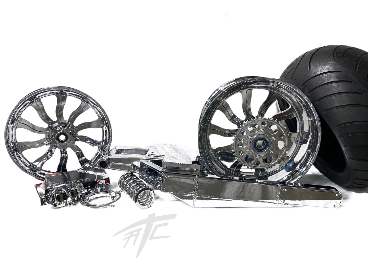 NINJA 360 CHROME FAT TIRE KIT CHROME INFERNO WHEELS 06-11 KAWASAKI
