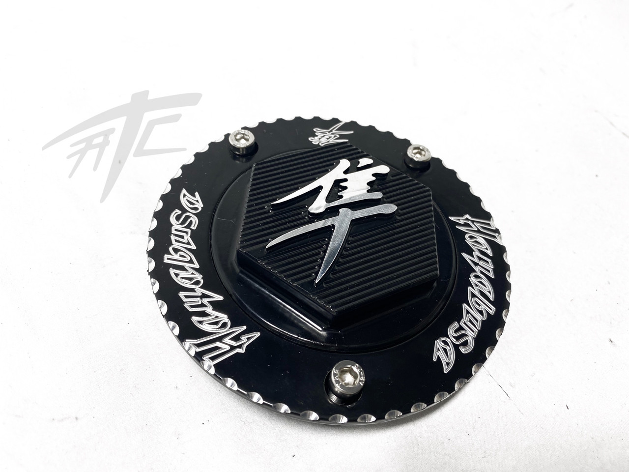 HAYABUSA BLACK CONTRAST CUT ENGRAVED KANJI 3D GAS CAP 08-20 SUZUKI