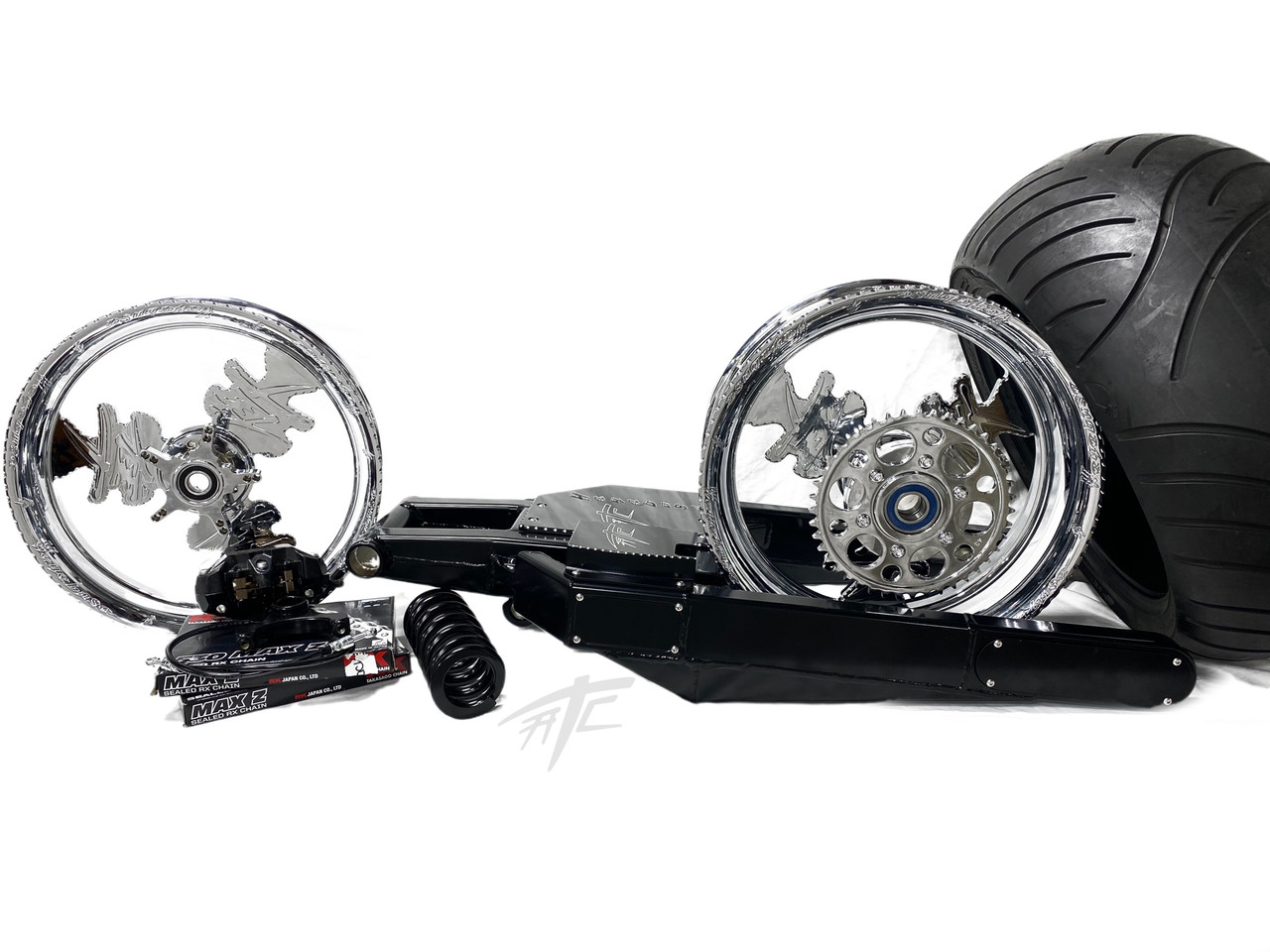 300 STEALTH FAT TIRE KIT CHROME KANJI WHEELS 06-11 KAWASAKI NINJA