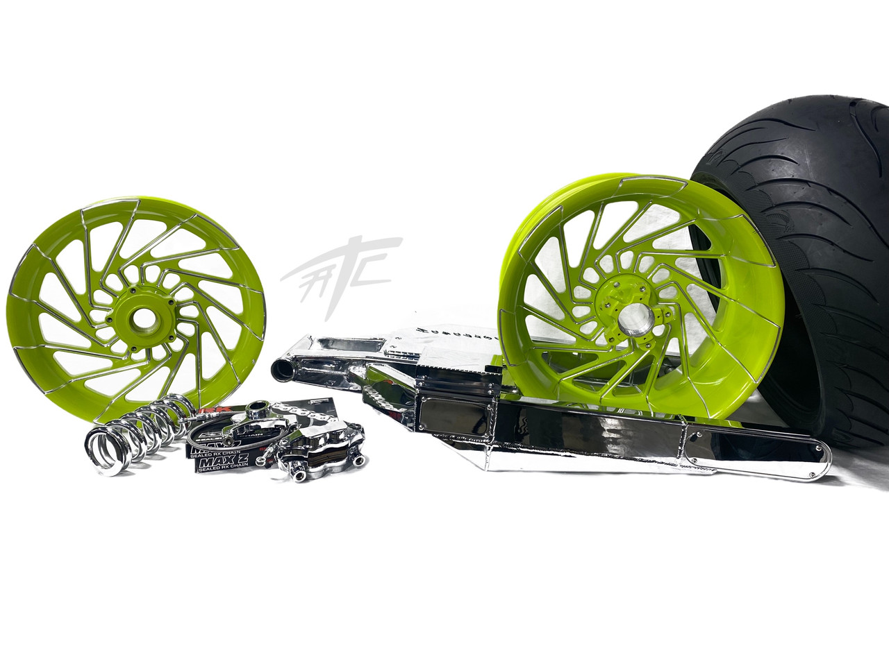 NINJA 330 FAT TIRE KIT NEON MAYHEM WHEELS CHROME ARM 12-20