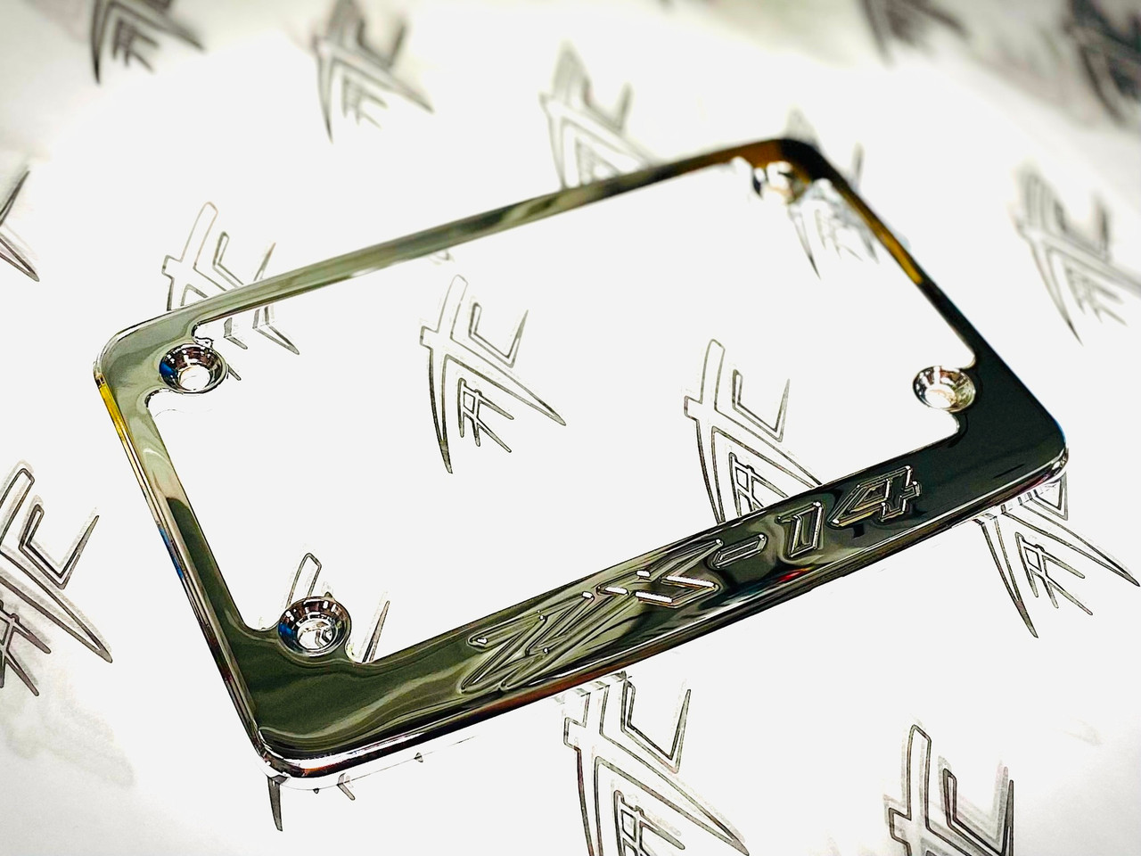 ZX14 ENGRAVED CHROME LICENSE PLATE FRAME 12-22 KAWASAKI NINJA ZX14 