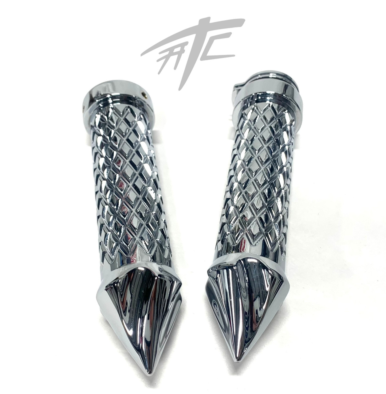 ZX-10 GRIPS CHROME DIAMOND PATTERN TWIST SPIKES ALL KAWASAKI NINJA