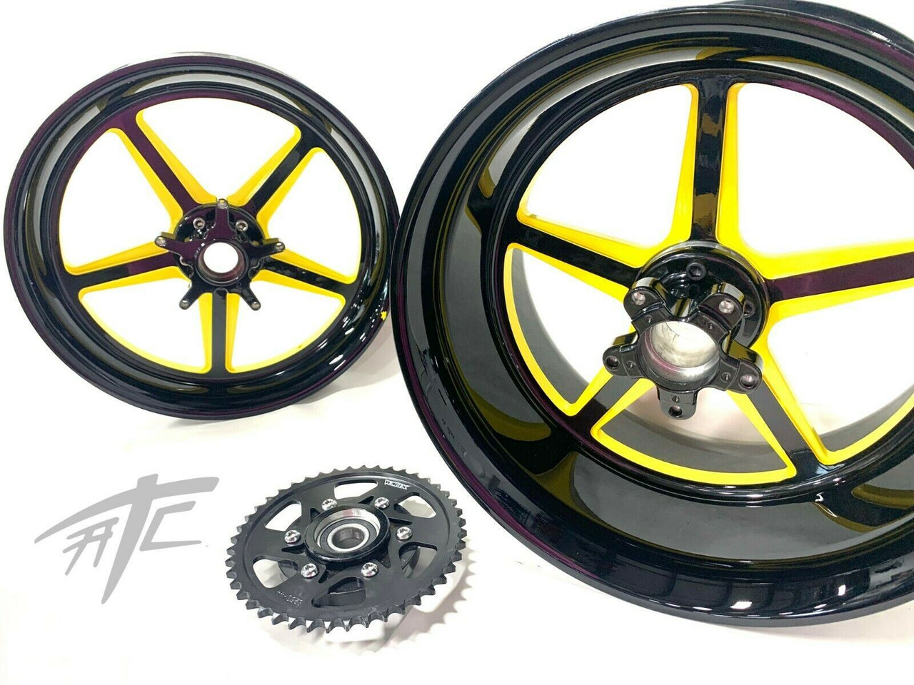 NINJA STOCK SIZE BLACK AND YELLOW ALL STAR WHEELS 12-22 KAWASAKI