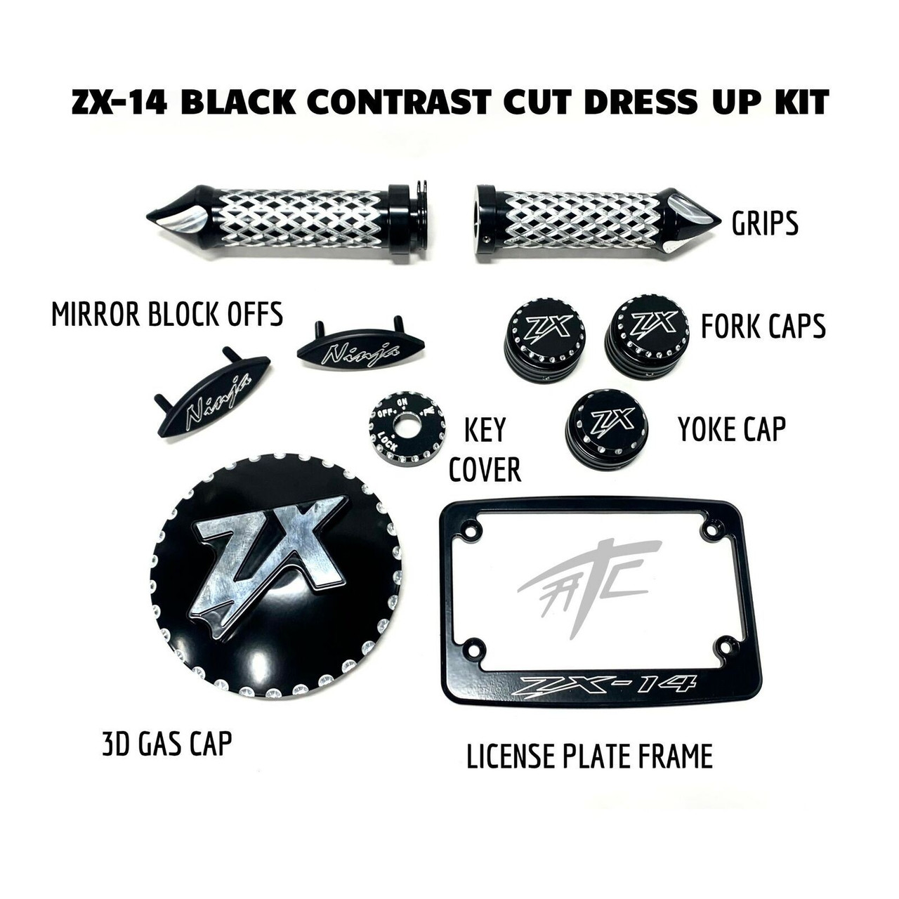 ZX-14 BLACK CONTRAST CUT DRESS UP KIT 2012-2020 KAWASAKI NINJA
