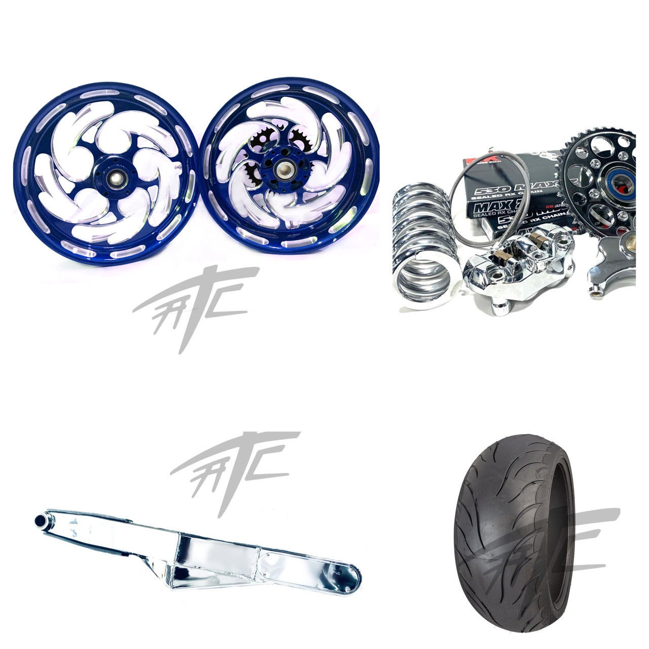 のの 300 FAT TIRE KIT ILLUSION ROYAL SHREDDER CHROME 06-11