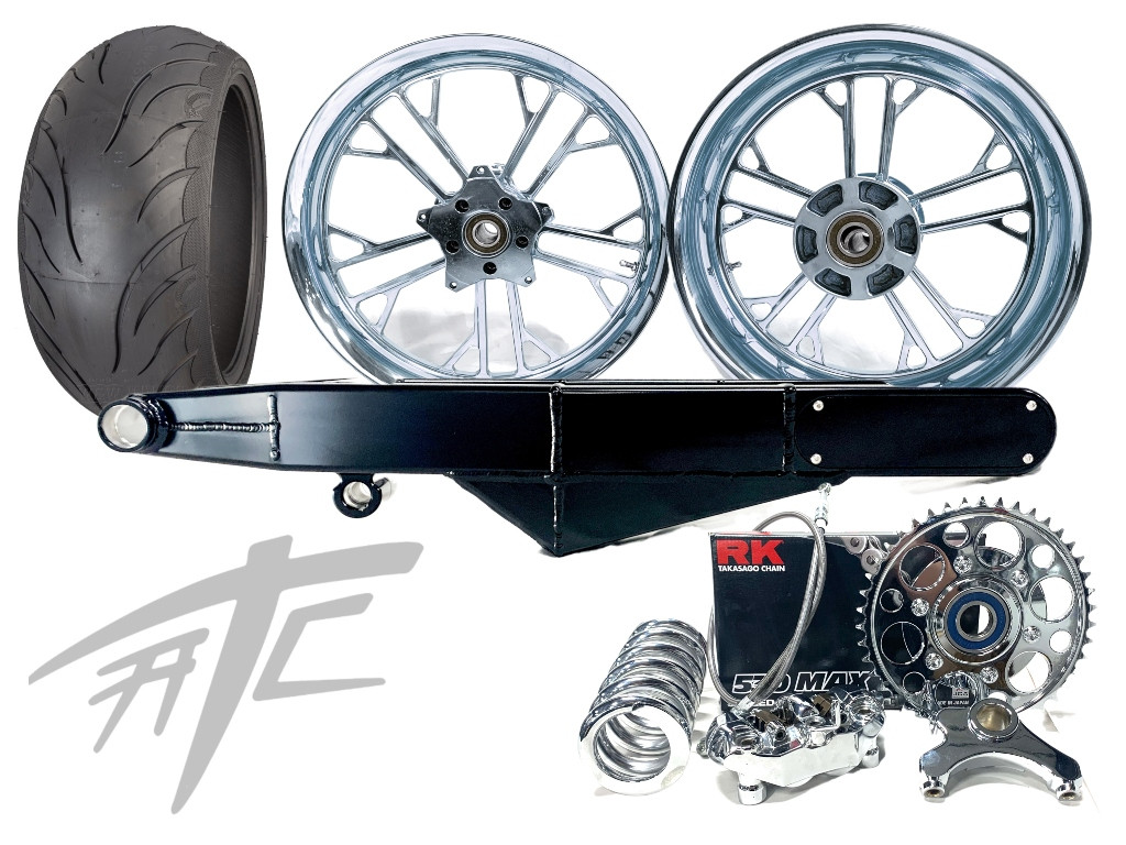 240 FAT TIRE KIT CHROME KILO WHEELS BLACK STEALTH ARM 12-22