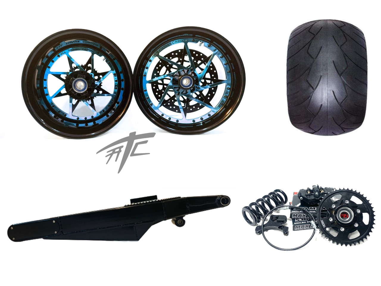 330 FAT TIRE KIT BLACK & BLUE SWITCHBACK BLACK ARM 12-22