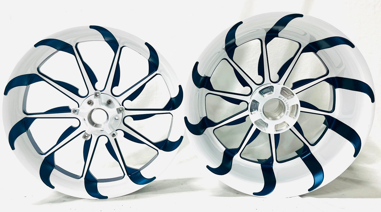 NINJA 300 WHITE & CUSTOM BLUE TORNADO WHEELS 06-11 KAWASAKI NINJA