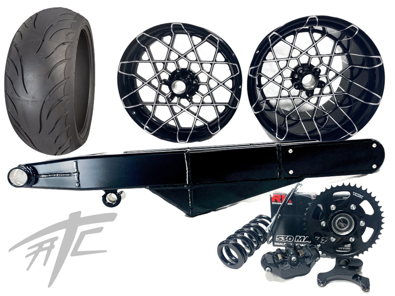 クロム 240 FAT TIRE KIT BLACK CONTRAST CUT RONA WHEELS BLACK ARM 12