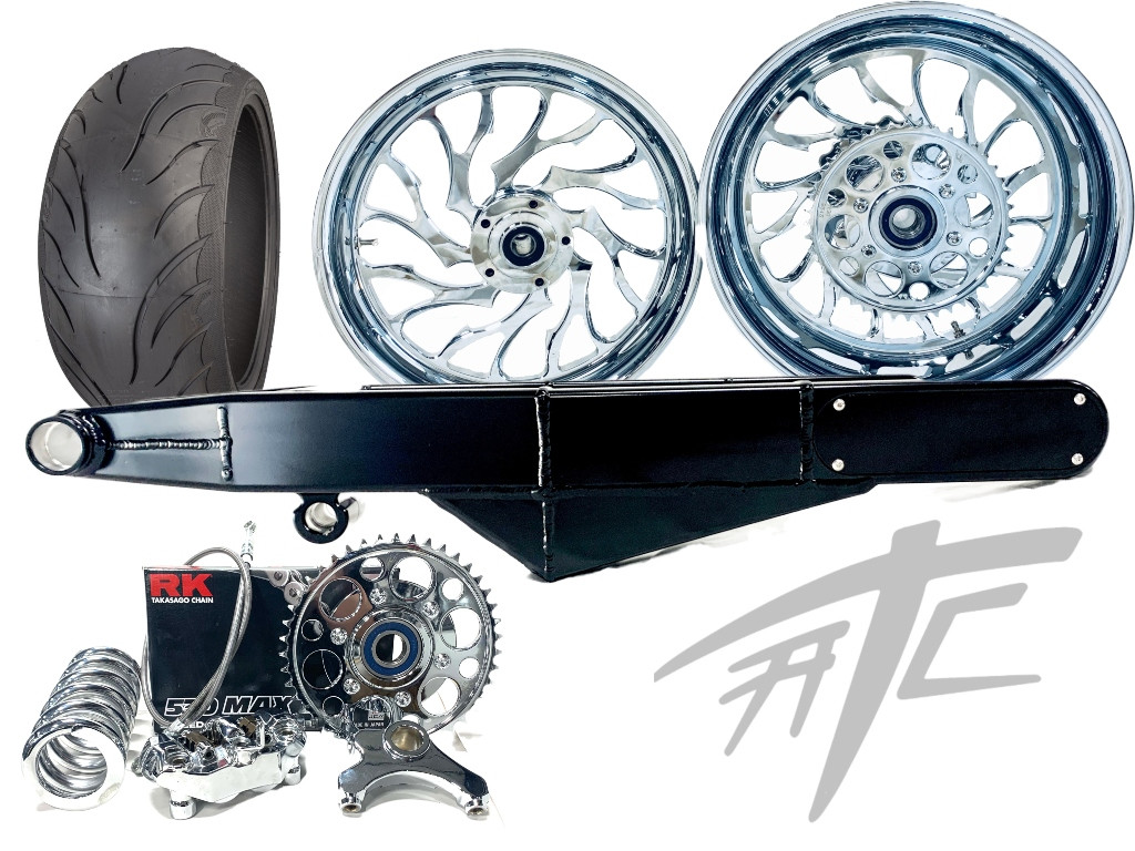 240 FAT TIRE KIT CHROME HELLIAN WHEELS BLACK STEALTH 12-22