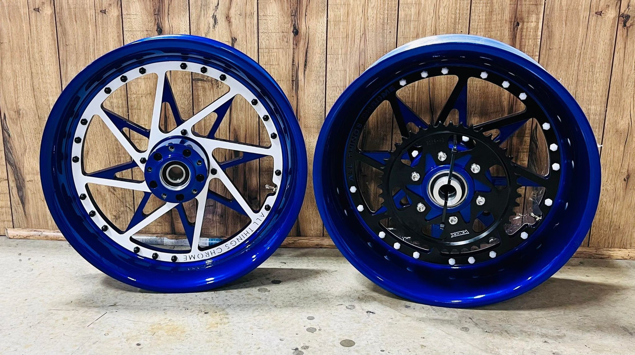 NINJA 300 BLUE-WHITE-BLACK SWITCHBACK WHEELS 06-11 KAWASAKI NINJA