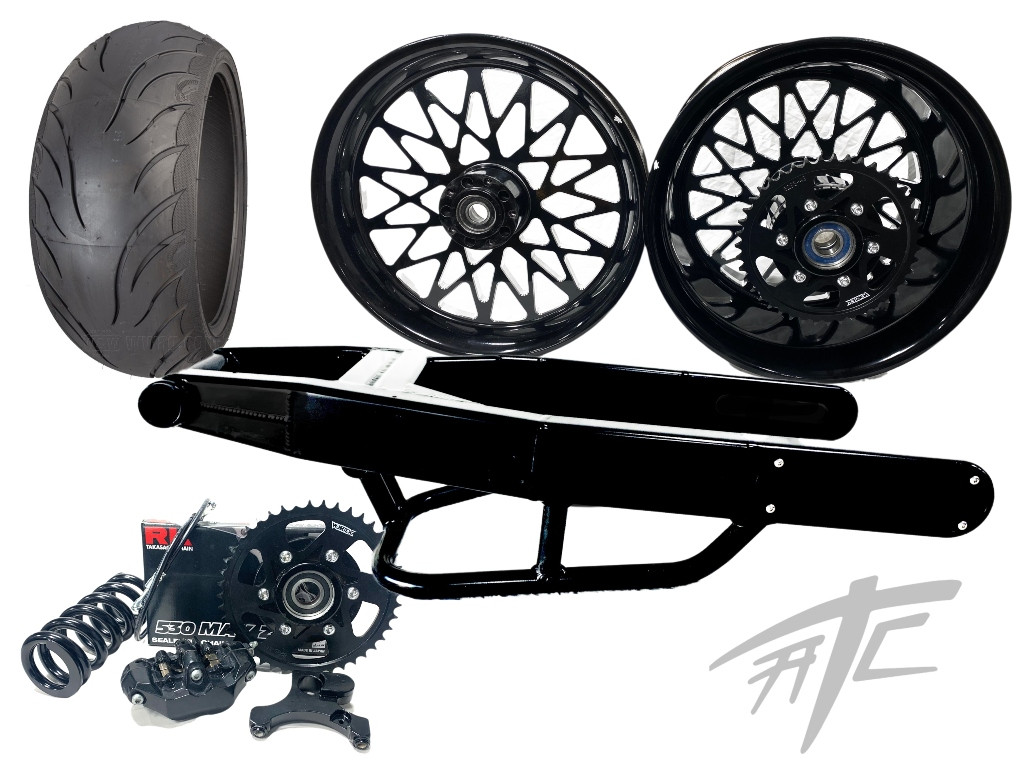 240 FAT TIRE KIT BLACK CONTRAST BANDIT WHEELS 12-22 KAWASAKI NINJA