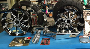 CHROME 330 O.S.D. KIT w/ BLACK CONTRAST WHEELS - COMPLETE PACKAGE FOR SUZUKI 