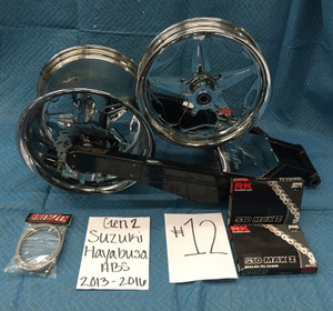 BLACK & CHROME 330 FAT TIRE KIT FOR 2013-2017 ABS HAYABUSA NINJA STAR WHEELS