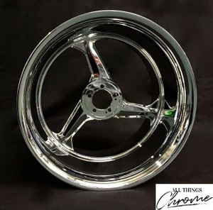 HAYABUSA 330 CHROME REAR REPLICA WHEEL W/ HUBS AND SPROCKET FOR 99-07 HAYABUSA 