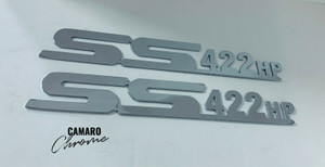 CAMARO CHROME HOOD OR FENDER EMBLEMS "SS 422HP" FOR ALL CHEVROLET CAMARO