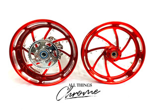 240 FAT TIRE CANDY RED CONTRAST PIRANHA WHEELS 06-11 KAWASAKI NINJA ZX-14