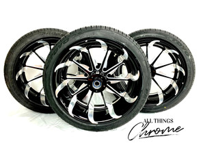 GS 990 20" BLACK CONTRAST TORNADO WHEELS (3) 10-12 CAN-AM SPYDER ROADSTER RT