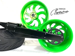 ZX14 360 FAT TIRE KIT LIME GREEN SHARK TOOTH WHEELS 06-11 KAWASAKI NINJA ZX14