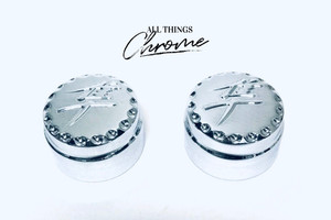 HAYABUSA CHROME DIAMOND CUT KANJI FORK CAPS WITH LINES 2008-2020 SUZUKI HAYABUSA
