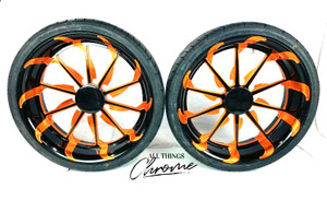 (2) 20" BLACK/ORANGE TORNADO WHEEL PACKAGE FOR 2012-2017 CAN-AM SPYDER RT-S