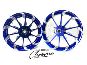 Blues NINJA 300 FAT TIRE BLUE CONTRAST CUT TORNADO WHEELS 04-10 KAWASAKI