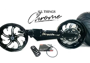BUSA 360 FAT TIRE KIT BLACK CONTRAST SHARK TOOTH WHEELS 08-12 SUZUKI HAYABUSA