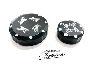 ZX14 BLACK CONTRAST ENGRAVED CLUTCH/BRAKE RESERVOIR CAP 12-15 KAWASAKI ZX14R