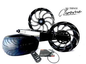 CBR 330 FAT TIRE KIT CHAOS WHEELS SMOOTH BLACK ARM 2007 HONDA CBR1000RR