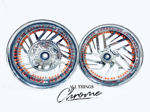 NINJA 240 FAT TIRE CHROME TWIST IT WHEELS ORANGE RIVETS 06-11