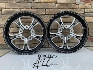 15" Front Drag Racing Wheels "PRIMA" - Black Contrast Cut Finish - Set of 2 15" Front Drag Racing Wheels "PRIMA" - Black Contrast Cut Finish - Set of 2