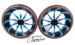(2) 18" BLACK AND BLUE TORNADO WHEEL PACKAGE FOR 2008 CAN-AM SPYDER GS 990