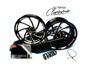 NINJA 300 FAT TIRE KIT BLACK CONTRAST PIRANHA WHEELS 04-10