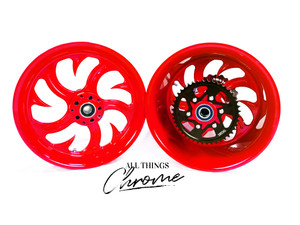 【*】 NINJA 240 FAT TIRE RED CONTRAST SHARK TOOTH WHEELS 04-10 KAWASAKI