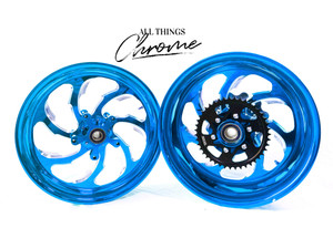 NINJA 330 FAT TIRE CANDY BLUE CONTRAST SAMURAI WHEELS 04-10 KAWASAKI NINJA ZX-10
