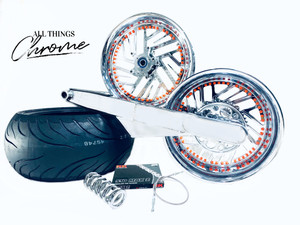 ZX 360 FAT TIRE KIT ORANGE/CHROME TWIST IT WHEELS 2012-2020 KAWASAKI NINJA ZX-14