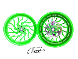 ZX 300 FAT TIRE NEON GREEN HELLIAN WHEELS 2000-2005 KAWASAKI NINJA