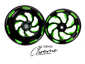 NINJA 330 FAT TIRE BLACK & GREEN SAMURAI WHEELS 04-10 KAWASAKI