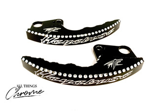 HAYABUSA BLACK DIAMOND CUT PASSENGER GRAB BAR HANDLE RAILS 08-20 SUZUKI HAYABUSA