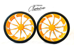 (2)18"JUJU ORANGE CONTRAST TORNADO WHEEL PACKAGE FOR 2010-2020 CAN-AM SPYDER