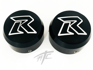 GSXR1000 BLACK CONTRAST CUT SMOOTH "R" FORK CAPS 2001 SUZUKI GSXR1000