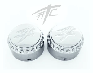 HAYABUSA CHROME KANJI DIAMOND CUT FORK CAPS FOR 2007 SUZUKI HAYABUSA