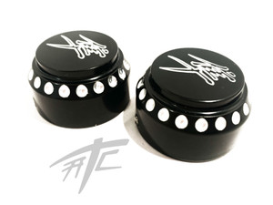 HAYABUSA BLACK CONTRAST DIAMOND CUT KANJI FORK CAPS 2009 SUZUKI HAYABUSA