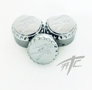 HAYABUSA CHROME DIAMOND CUT FORK CAPS & YOKE PLUG FOR 2005 SUZUKI HAYABUSA